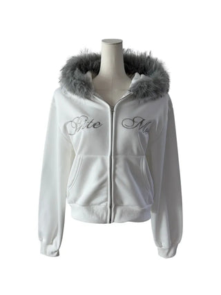 Bite y2k Fur Hooded Zip-Up