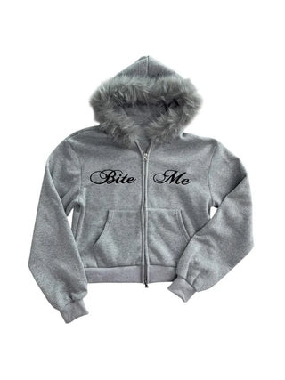 Bite y2k Fur Hooded Zip-Up