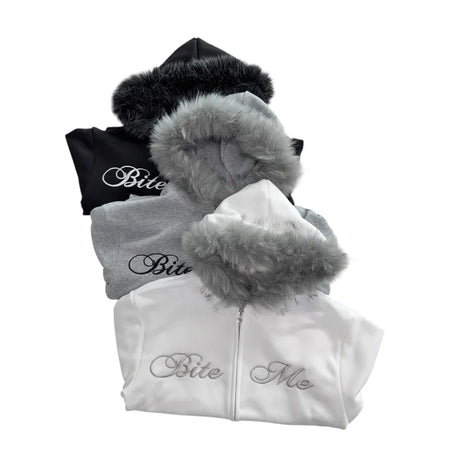 Bite y2k Fur Hooded Zip-Up