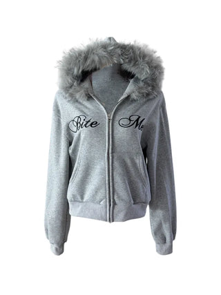 Bite y2k Fur Hooded Zip-Up