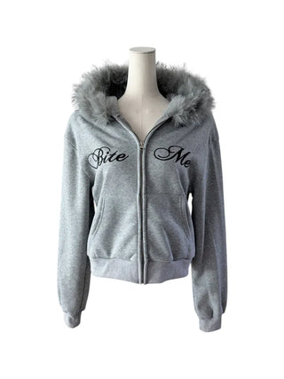 Bite y2k Fur Hooded Zip-Up