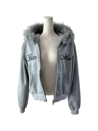Bite y2k Fur Hooded Zip-Up