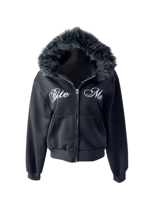 Bite y2k Fur Hooded Zip-Up