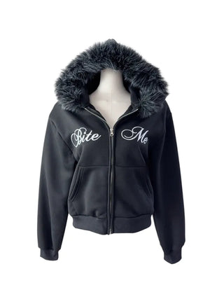 Bite y2k Fur Hooded Zip-Up