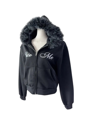 Bite y2k Fur Hooded Zip-Up