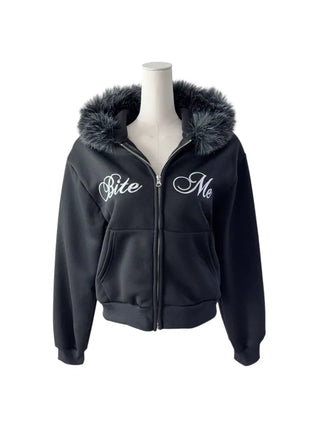 Bite y2k Fur Hooded Zip-Up