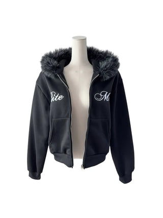 Bite y2k Fur Hooded Zip-Up