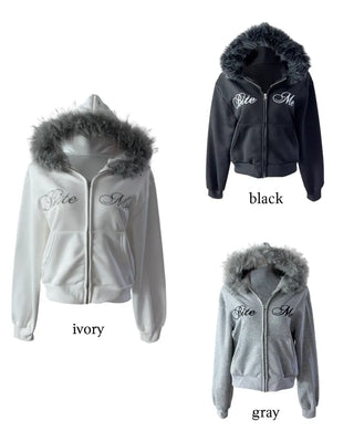 Bite y2k Fur Hooded Zip-Up