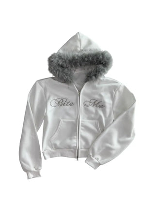 Bite y2k Fur Hooded Zip-Up