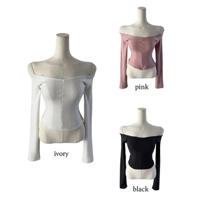 Ervin Off-Shoulder Knitwear Long Sleeve T