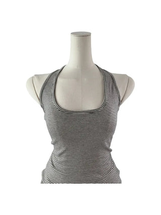 Stripe halter sleeveless single-breasted halter nasi