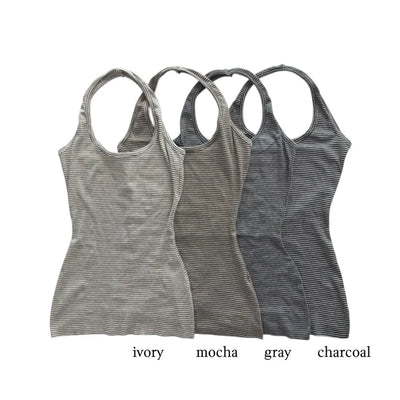 Stripe halter sleeveless single-breasted halter nasi