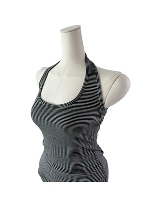 Stripe halter sleeveless single-breasted halter nasi