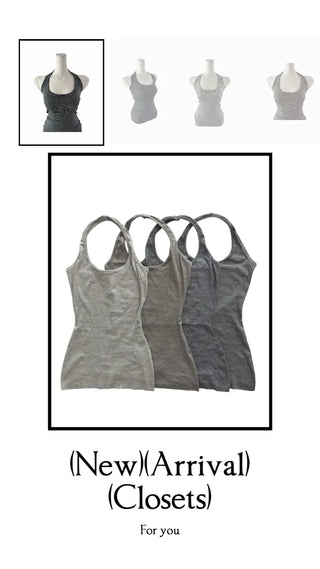 Stripe halter sleeveless single-breasted halter nasi