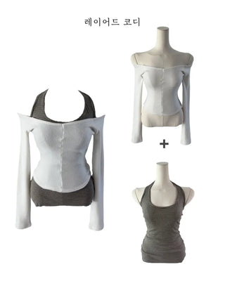 Stripe halter sleeveless single-breasted halter nasi