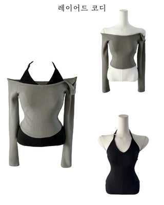 Ring halterneck ribbed sleeveless ring halterneck ribbed nasi