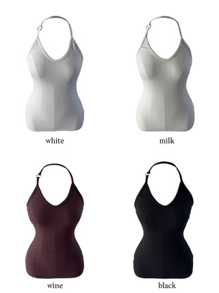 Ring halterneck ribbed sleeveless ring halterneck ribbed nasi