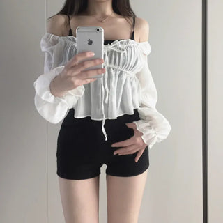 Lorin frill see-through blouse