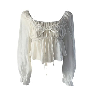 Lorin frill see-through blouse