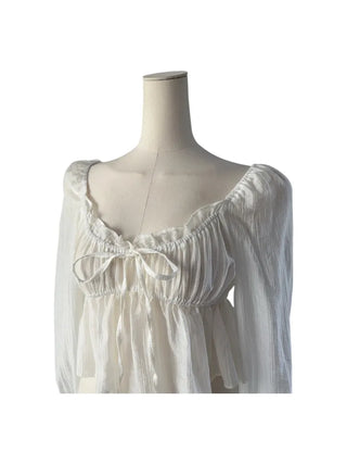 Lorin frill see-through blouse