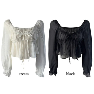 Lorin frill see-through blouse