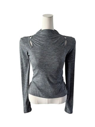 Multicolor Shoulder Slit Half Turtleneck Knit