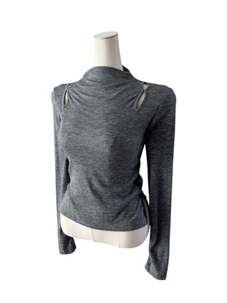 Multicolor Shoulder Slit Half Turtleneck Knit