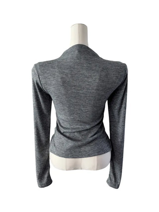 Multicolor Shoulder Slit Half Turtleneck Knit