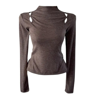 Multicolor Shoulder Slit Half Turtleneck Knit