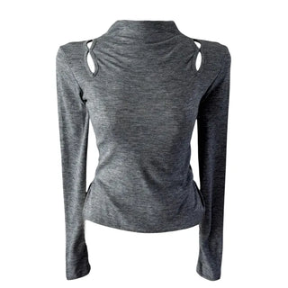 Multicolor Shoulder Slit Half Turtleneck Knit