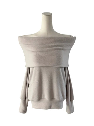 Mizelle fox off-shoulder long-sleeved T