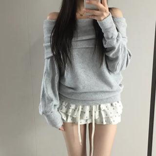 Mizelle fox off-shoulder long-sleeved T