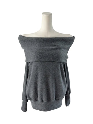 Mizelle fox off-shoulder long-sleeved T