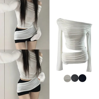 open off-shoulder slit slim T