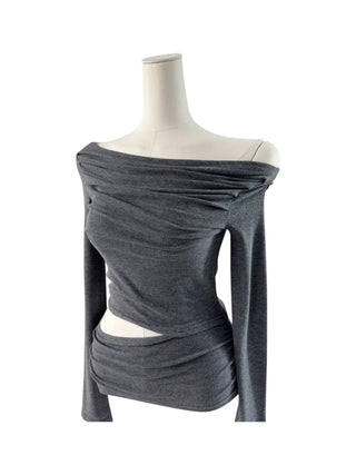 open off-shoulder slit slim T