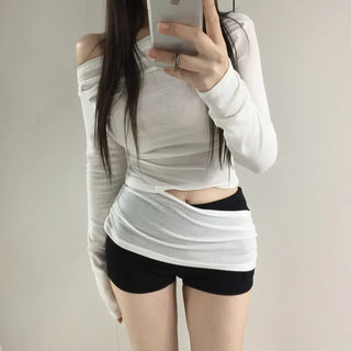 open off-shoulder slit slim T