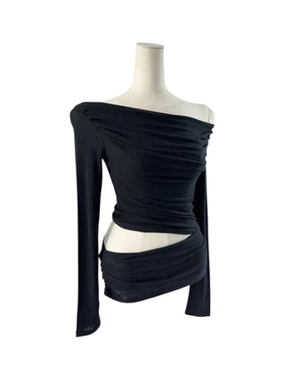 open off-shoulder slit slim T