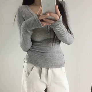 INTS Angora V-neck long-sleeved T