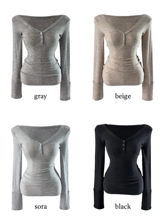 INTS Angora V-neck long-sleeved T