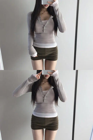 Mino Layered Button Slim T