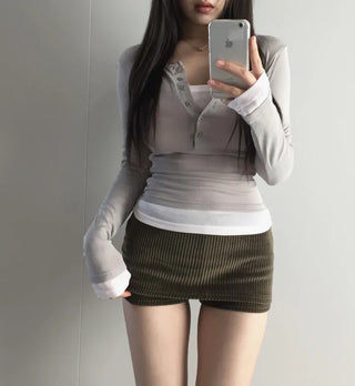 Mino Layered Button Slim T