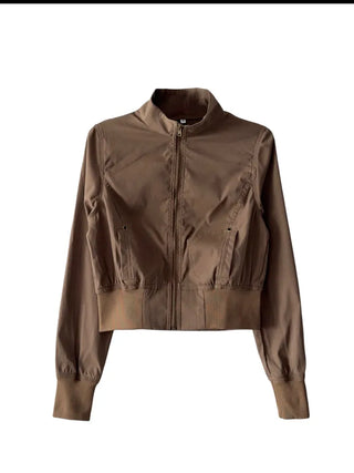 Even cropped high-neck cotton jacket