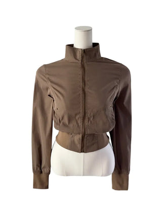 Even cropped high-neck cotton jacket
