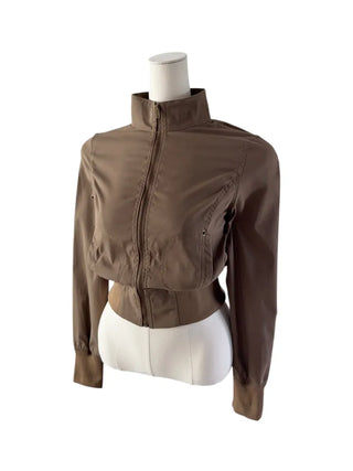 Even cropped high-neck cotton jacket