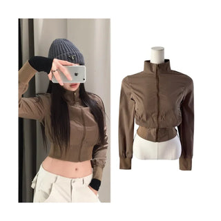 Even cropped high-neck cotton jacket