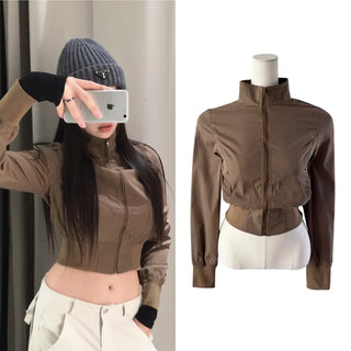 Even cropped high-neck cotton jacket