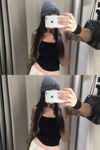 Even cropped high-neck cotton jacket