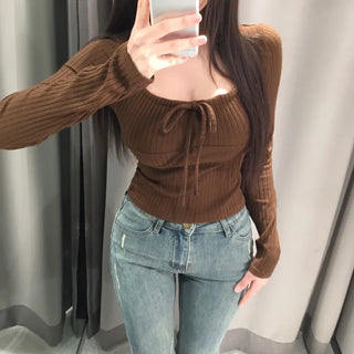 Hanji strap ribbed square neck T