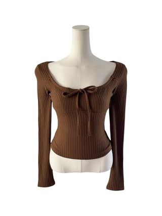 Hanji strap ribbed square neck T