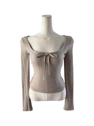 Hanji strap ribbed square neck T